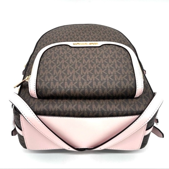 Michael Kors Medium Jaycee Zip Packet Backpack Brown/Light Pink - Picture 6 of 14